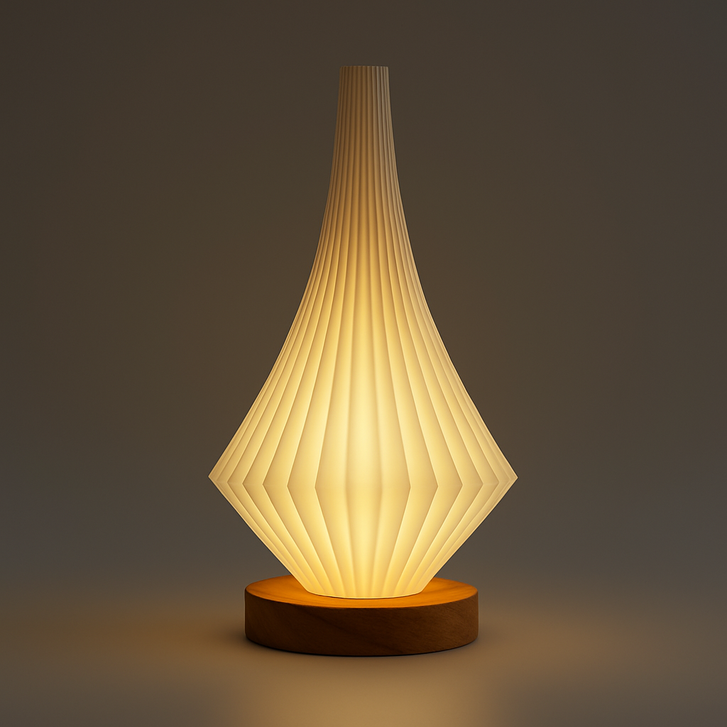 Modern Sculptural LED Table Lamp - Minimalist Design with Wooden Base