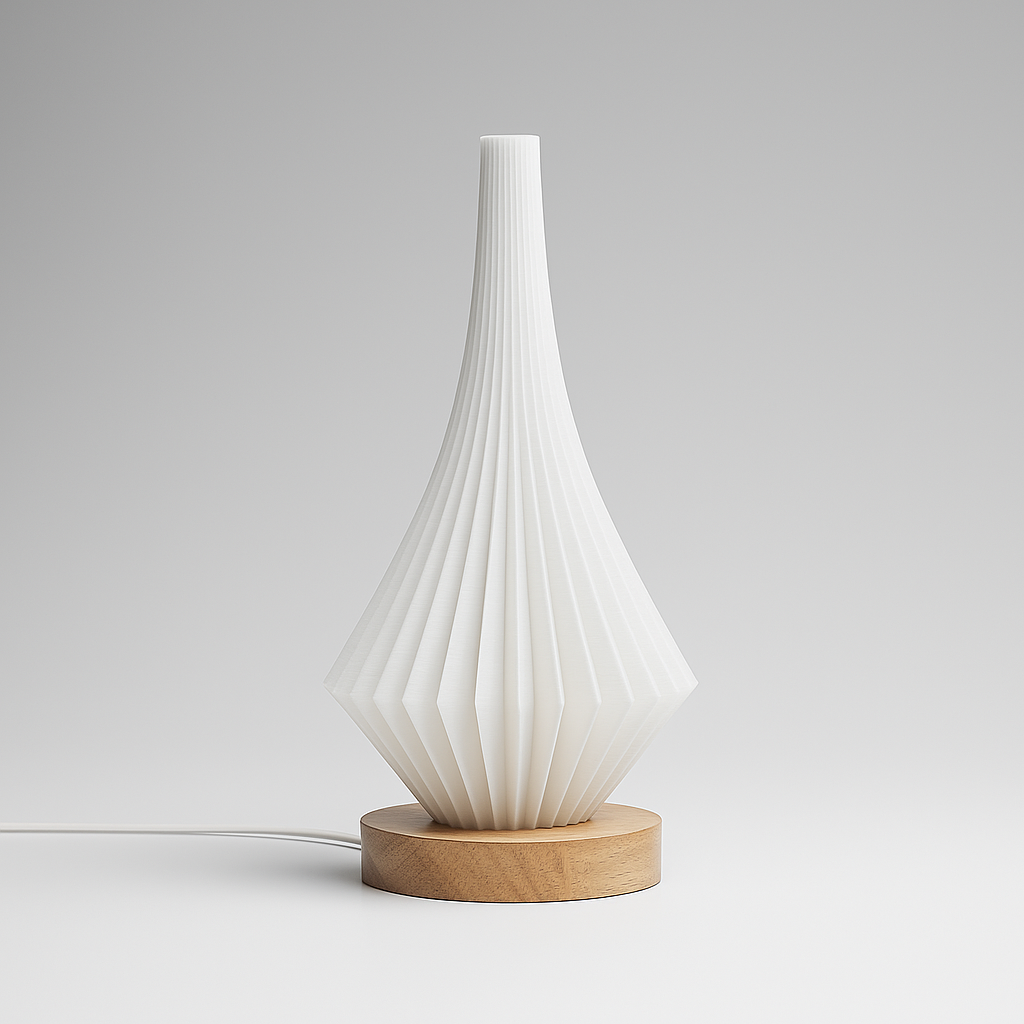 Modern Sculptural LED Table Lamp - Minimalist Design with Wooden Base